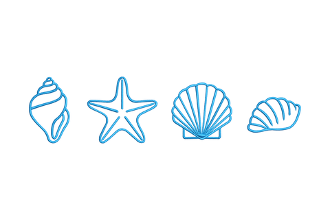 Beach Seashells Outline Embroidery Design