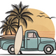 Beach Truck Sunset Embroidery Design, Instant Download