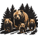 Bear Family Forest Embroidery Design, Instant Download