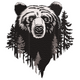 Bear Forest Silhouette Embroidery Design, Woodland Wildlife Pattern