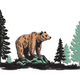Bear in Forest Landscape Embroidery Design, Wildlife Nature Scene Pattern, Instant Download