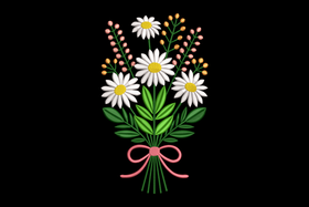 Beautiful Daisy Flower Bouquet Embroidery Design