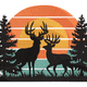 Deer Silhouette Sunset Embroidery Design, Wildlife Machine Embroidery Pattern, Instant Download