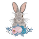 Floral Bunny Embroidery Design, Rabbit Machine Embroidery Pattern, Instant Download