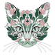 Beautiful Floral Cat Embroidery Design, Instant Download