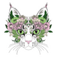 Beautiful Floral Cat Face Embroidery Design, Instant Download