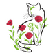 Beautiful Floral Cat Embroidery Design V3, Instant Download