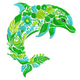 Beautiful Floral Dolphin Embroidery Design, Instant Download