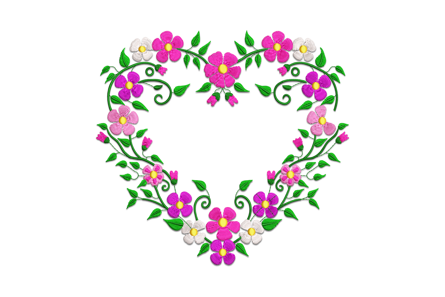 Beautiful Floral Heart Wreath Embroidery Design