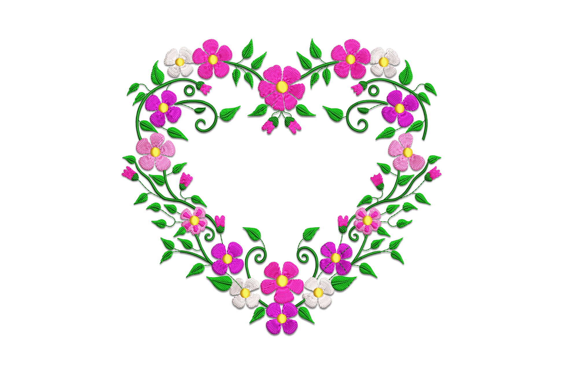 Beautiful Floral Heart Wreath Embroidery Design