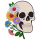 Floral Skull Embroidery Design V2, Instant Download