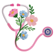 Floral Stethoscope Embroidery Design, Machine Embroidery Pattern, Instant Download