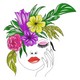 Floral Woman Face Embroidery Design, Botanical Portrait Hair Crown, Instant Download