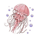 Pink Jellyfish Embroidery Design, Ocean Bubble Trail Pattern, Instant Download