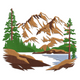 Mountain Landscape Embroidery Design, Forest Woodland Machine Embroidery Pattern, Instant Download