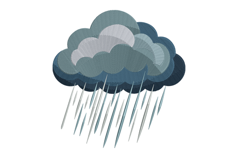 Illustration of a rain cloud with raindrops on a white background