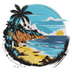 Tropical Beach Sunset Embroidery Design, Instant Download