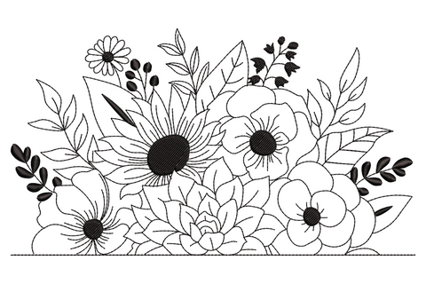 Beautiful Wildflower Bouquet Machine Embroidery Design