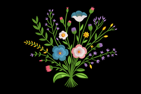 Beautiful Wildflower Bouquet Machine Embroidery Design