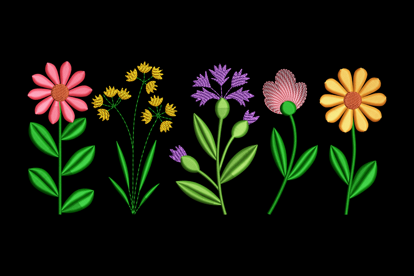 Beautiful Wildflower Machine Embroidery Design