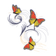 Butterfly Swirl Embroidery Design, Red Yellow Trio with Trailing Swirls Pattern, Instant Download