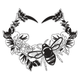 Bee Floral Frame Embroidery Design, Instant Download