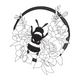 Bee Floral Wreath Embroidery Design, Circle Frame Herb Pattern