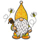 Bee Gnome Honey Dipper Embroidery Design, Instant Download