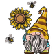 Bee Gnome with Sunflower Embroidery Design, Summer Gnome Pattern, Honey Bee Sunflower