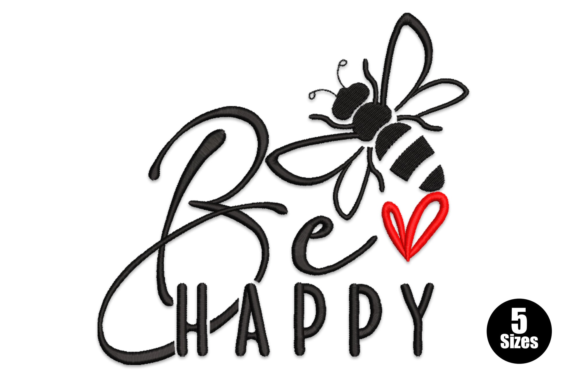 Cute cartoon bee happy quote embroidery in yellow and black, inspirational pun design for kids bags and gifts