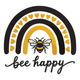 Bee Happy Rainbow Embroidery Design, Machine Embroidery Pattern, Instant Download