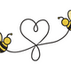 Bee Heart Line Embroidery Design, Bee Machine Embroidery Pattern, Instant Download