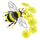 Bee and Daisy Embroidery Design, Bumblebee Flower Embroidery Pattern, Instant Download