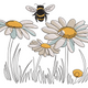 Bee and Daisy Flower Embroidery Design, Machine Embroidery Pattern, Instant Download