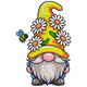 Bee and Daisy Gnome Embroidery Design, Instant Download