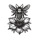 Bee and Flower Embroidery Design, Nature Machine Embroidery Pattern, Instant Download