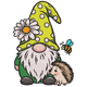 Bee and Hedgehog Gnome Embroidery Design, Instant Download