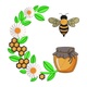 Bee Honey Jar Floral Wreath Embroidery Design, Cottage Style Machine Embroidery, Instant Download