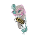 Bee and Poppy Flower Embroidery Design, Spring Machine Embroidery Pattern, Instant Download