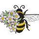 Bee with Daisy Flowers Embroidery Design, Instant Download