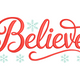 Believe Christmas Embroidery Design, Holiday Word Art Pattern