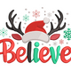 Believe Christmas Reindeer Embroidery Design, Instant Download