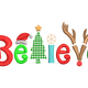 Believe Christmas Word Embroidery Design, Instant Download
