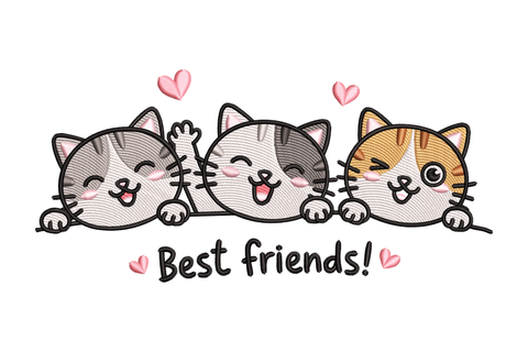 Best Friends Cats Embroidery Design