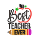Best Teacher Ever Apple Embroidery Design, Teacher Gift Machine Embroidery Pattern, Instant Download