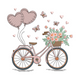 Bicycle with Heart Balloons Embroidery Design, Instant Download