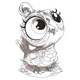 Big-Eyed Cute Owl Sketch Embroidery Design, Instant Download