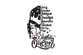 Birthday Queen Embroidery Design, Instant Download