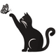 Black Cat Butterfly Embroidery Design, Instant Download