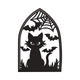 Black Cat Halloween Window Embroidery Design, Instant Download